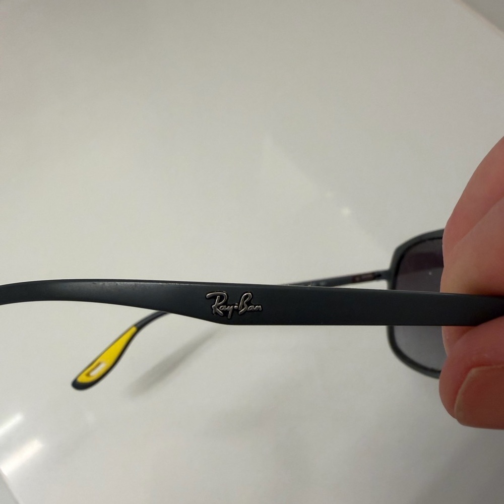 Ray-Ban x Ferrari Black Sunglasses Yellow Temple Tips Unisex - Picture 8 of 13